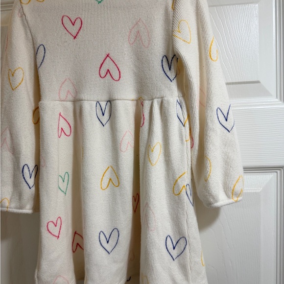Old Navy Cream Dress with Multicolor Heart Pattern - Picture 3 of 3